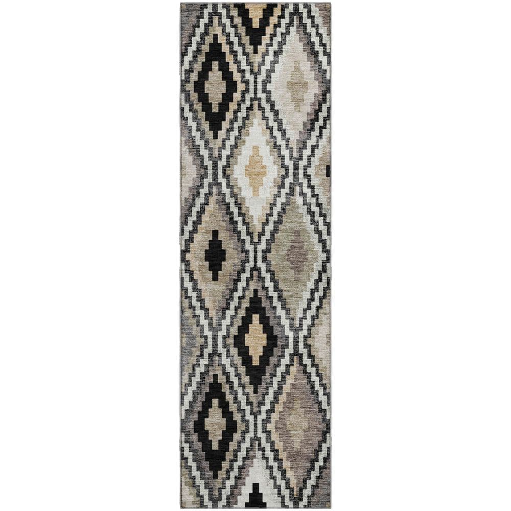 Mayfield Premium Machine Washable Abstract AMF2331 Black 2 ft. x 7 ft. Runner Rug price history on PriceWatchPro