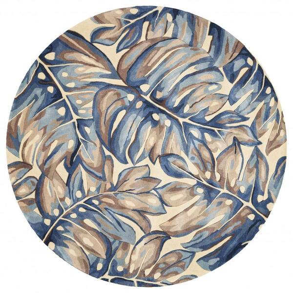 HomeRoots Bernadette Blue 5 ft. Round Wool Area Rug
