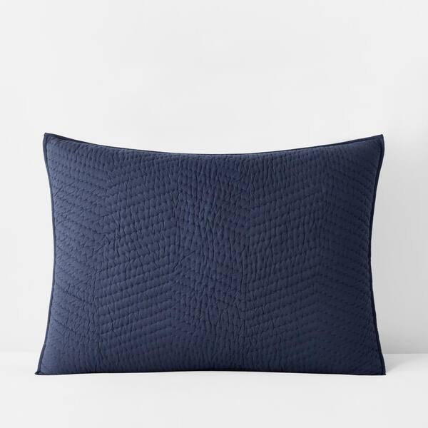 NEW Threshold Blue Chambray Stitch Pillow Sham ~ Standard Size 