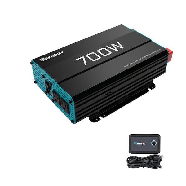 700-Watt 12V DC to 120V AC Pure Sine Wave Inverter Off-Grid Solar Power Converter Remote-Controlled for Li,AGM,GEL,SLD