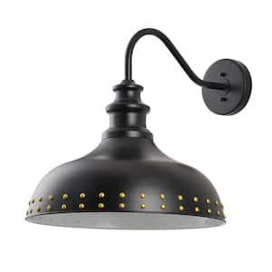 Outdoor 20.28 in. H Gooseneck Black Barn Sconce Light Farmhouse Exterior Hardwired Wall Light with No Bulbs Included