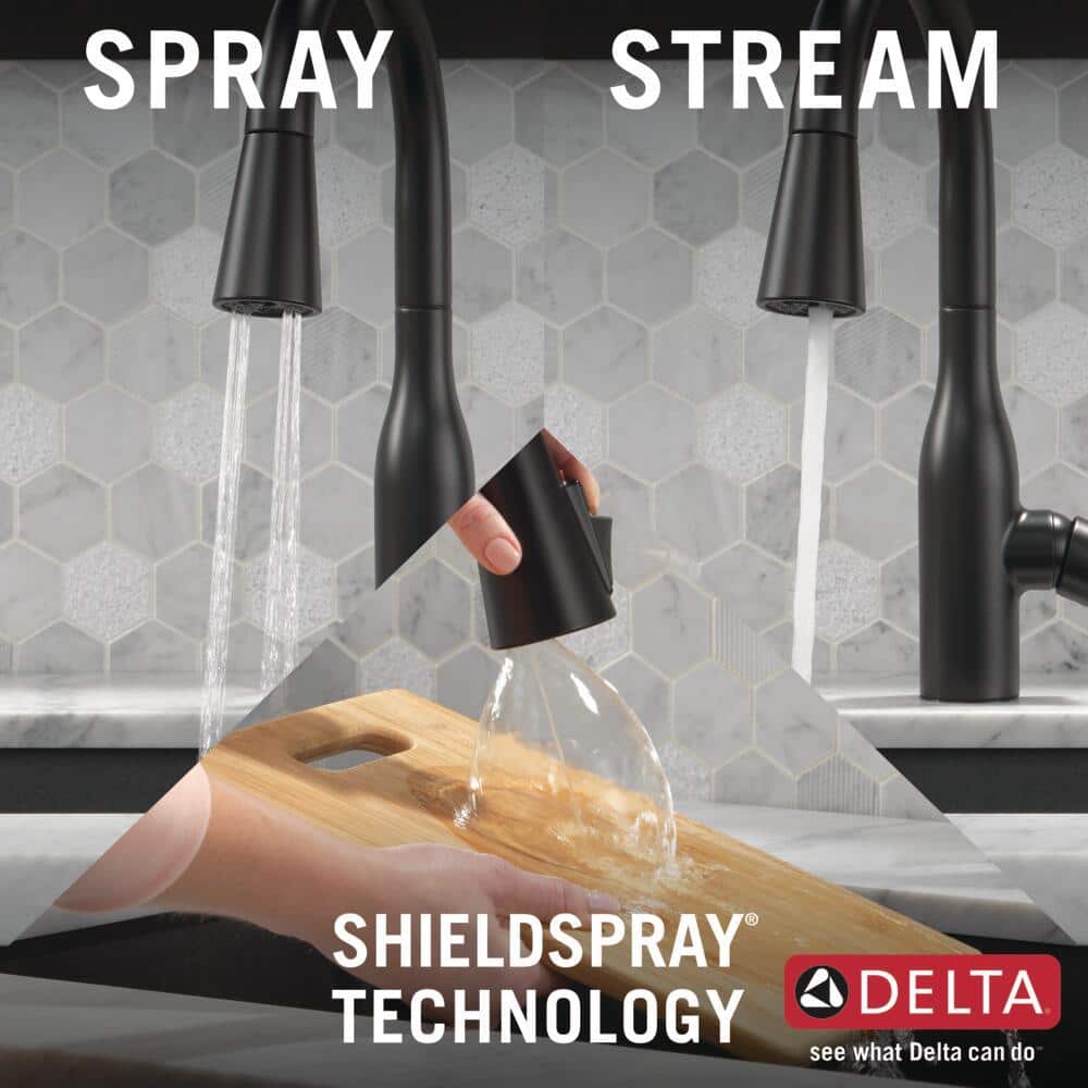 Matte Black Ceramic Single Handle Pull-Down Kitchen Faucet