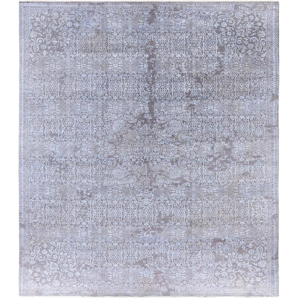 Ikat Gray 9 X 12 Hand-Knotted Wool Silk Indoor Area Rug price history on PriceWatchPro