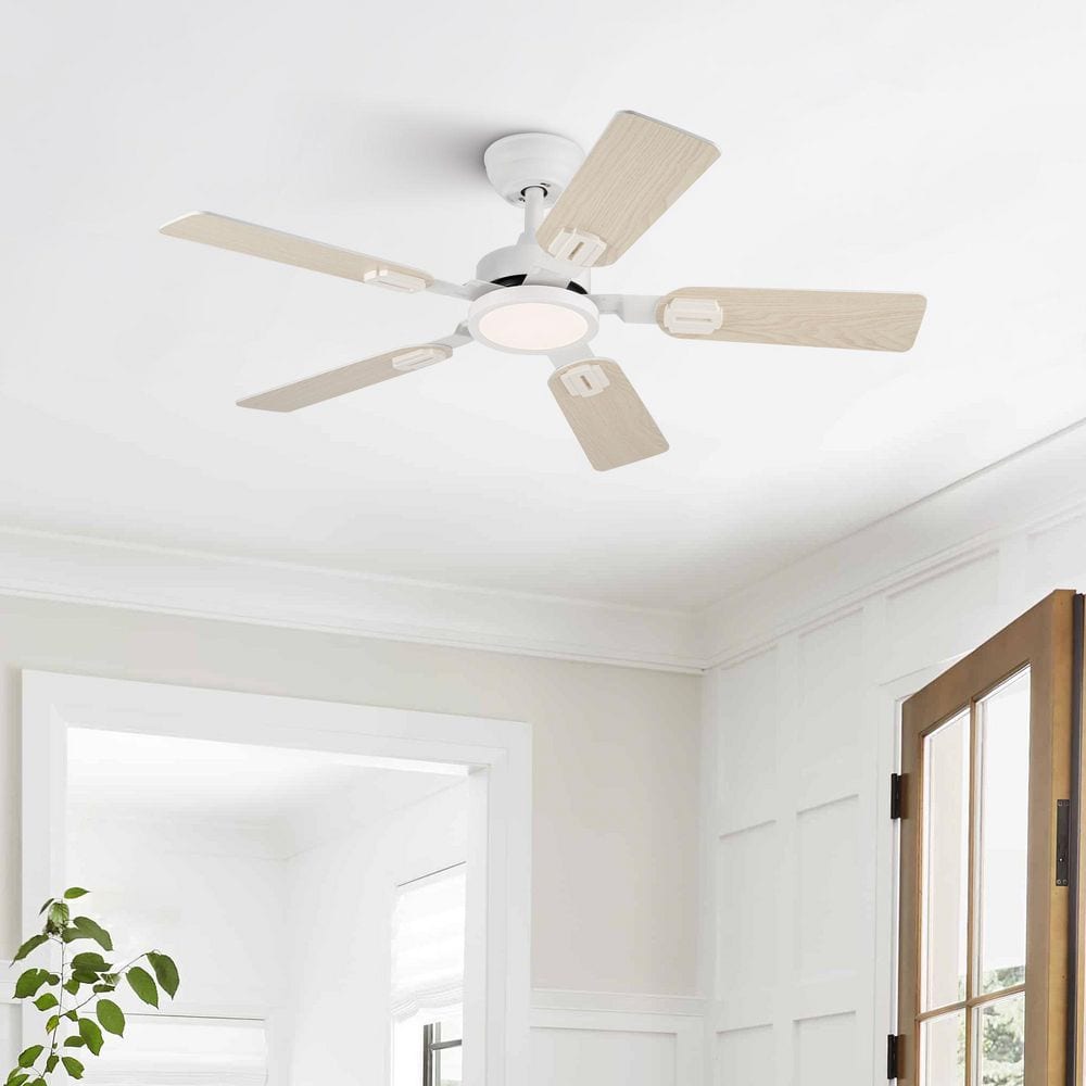 2-Pack 42 in. Integrated LED Indoor Matte White Standard Downrod Mount Ceiling Fan with Light Kit and Remote Control price history on PriceWatchPro