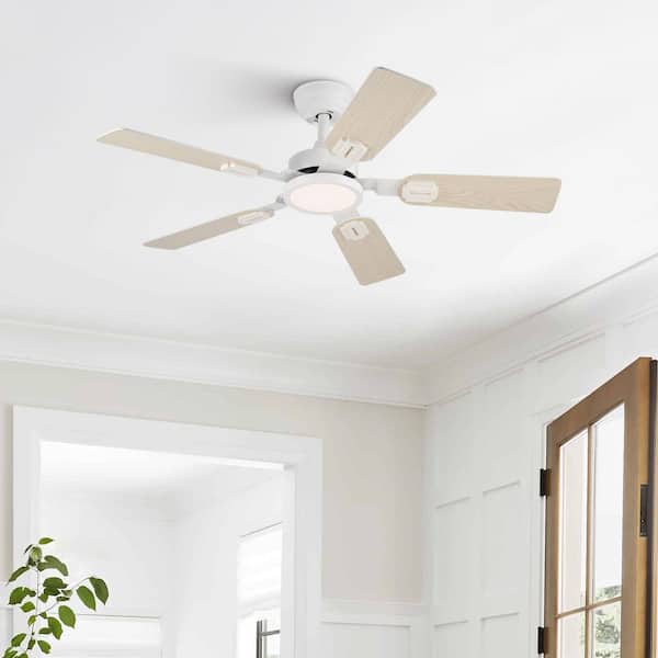 2-Pack 42 in. Integrated LED Indoor Matte White Standard Downrod Mount Ceiling Fan with Light Kit and Remote Control