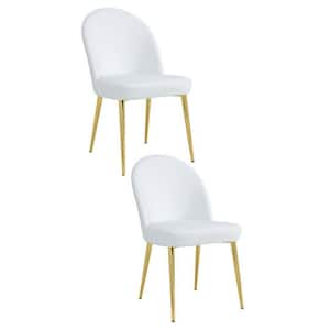 White and Gold Faux Leather Curved Back Dining Chair (Set of 2)