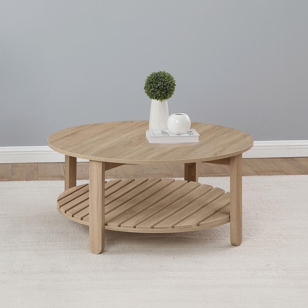Coaster Fowler 35.5 in. Natural Round Wood Coffee Table with