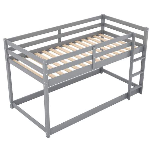 Harper & Bright Designs Gray High Quality Twin Over Twin Bunk Bed 