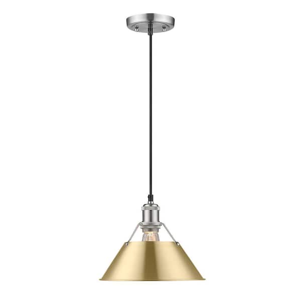 Golden Lighting Orwell 100-Watt 1-Light Pewter and Brushed Champagne Bronze Pendant Light