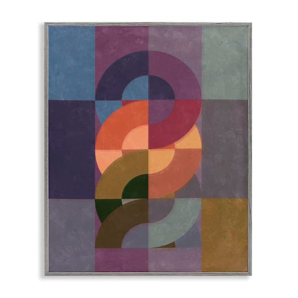 Stupell Industries Modern Interlocking Circles by Victoria Barnes Gray Framed Abstract Giclee Art Print 14 in. x 11 in.