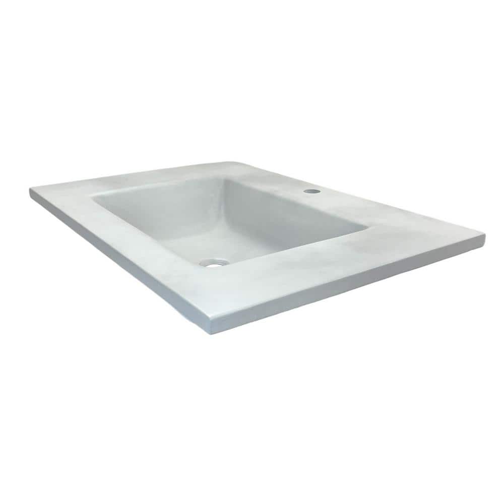 31'' Light Gray Concrete Single Bathroom Vanity Top with Rectangular Sink