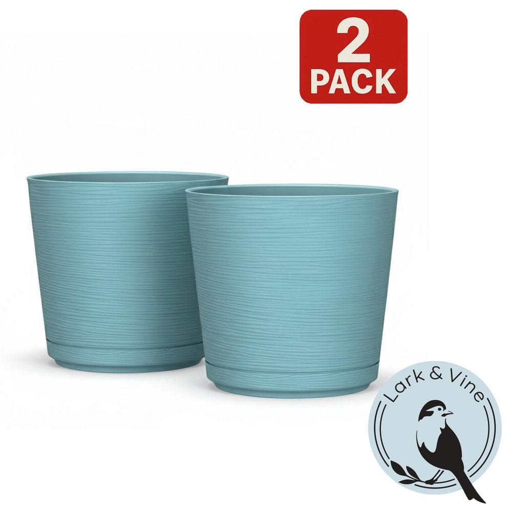 Cabala Teal Resin Planter Set with Knock-Out Drainage Holes (8.03 in. L x 8.03 in. W x 7.43 in. H) (2-Pack) price history on PriceWatchPro