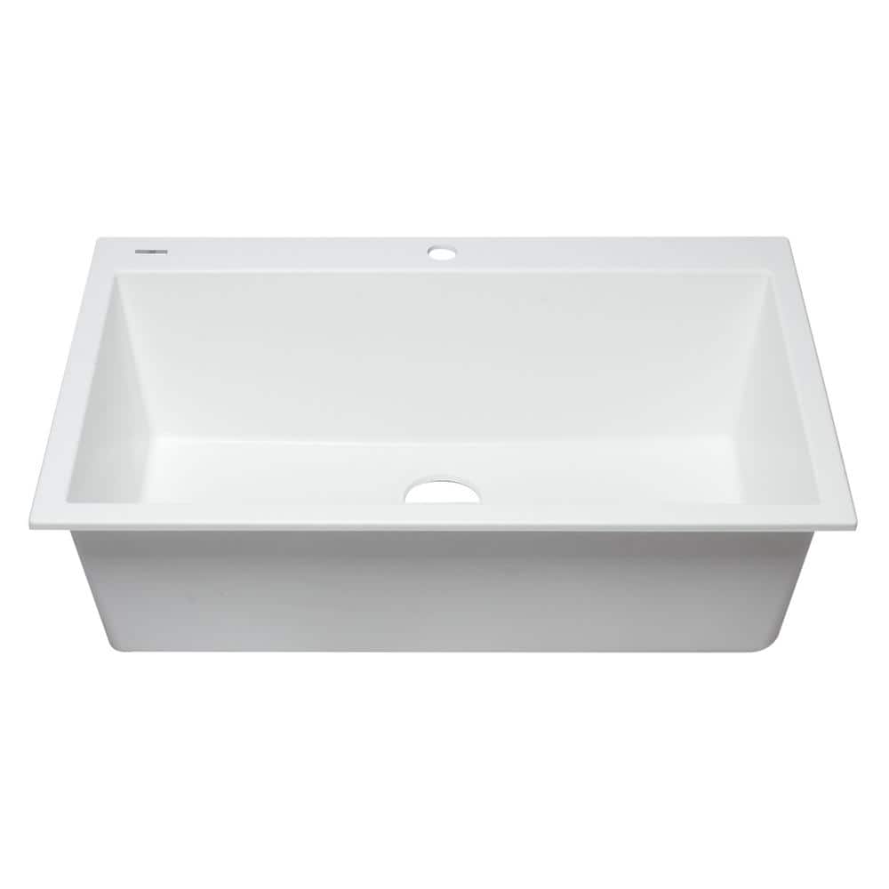 33'' White Granite Single Bowl Drop-In Kitchen Sink