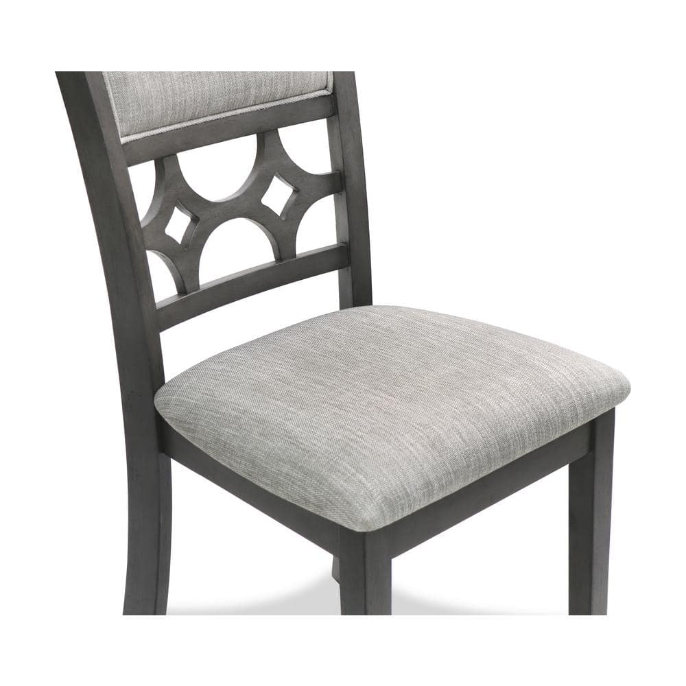 Gray Round Wood Dining Table Set with 4 Chairs