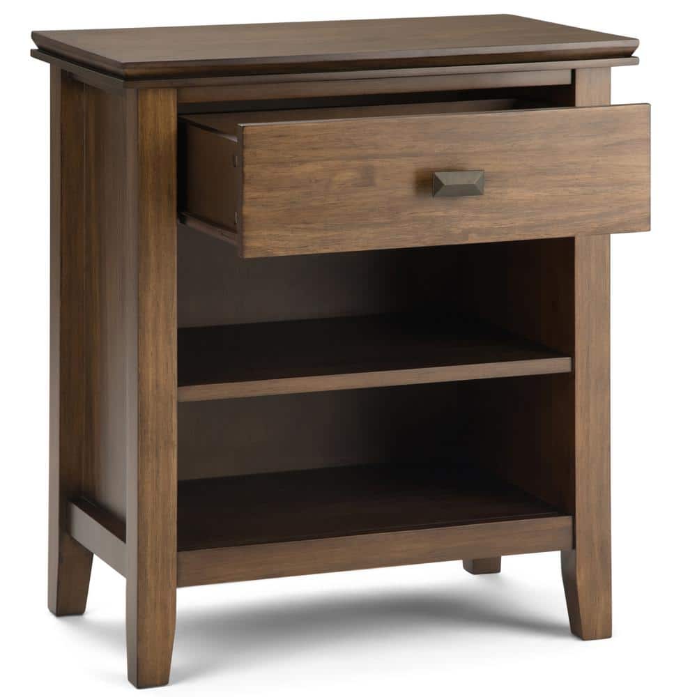 Rustic Natural Aged Brown Pine 1-Drawer Nightstand