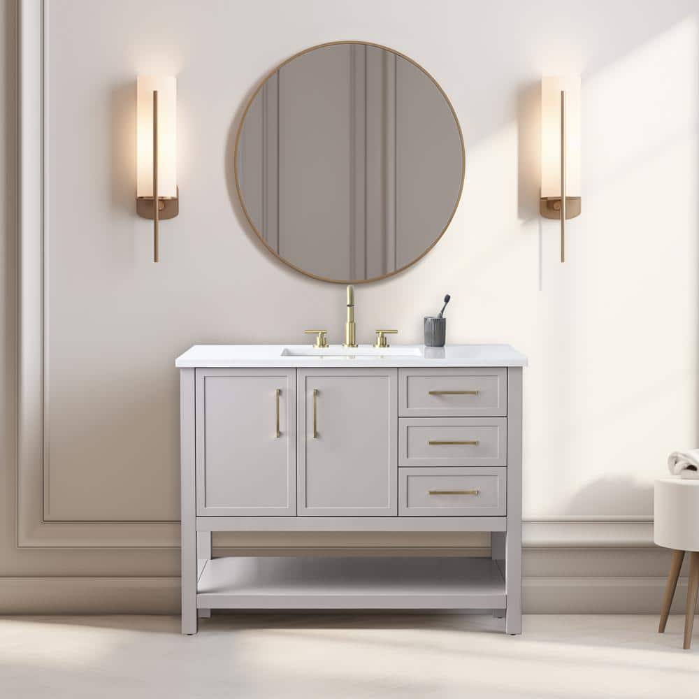 Arlo 42 in. W x 22 in. D x 34 in. H Bath Vanity in Taupe with Engineered Stone Top in Ariston White with White Sink price history on PriceWatchPro