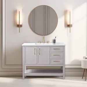 Arlo 42 in. W x 22 in. D x 34 in. H Bath Vanity in Taupe with Engineered Stone Top in Ariston White with White Sink