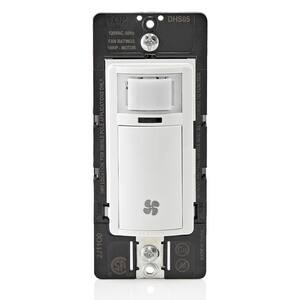 Decora In-Wall Humidity Sensor and Fan Control Switch, 1/4 HP, Residential Grade, Single Pole, White