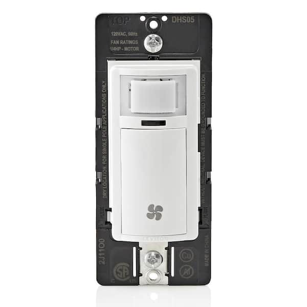 Leviton Decora In-Wall Humidity Sensor and Fan Control Switch, 1/4 HP, Residential Grade, Single Pole, White