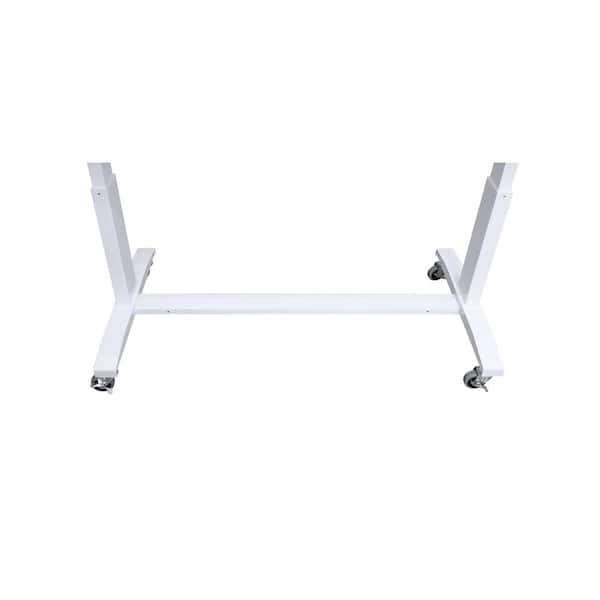 Husky - 72 in. W x 24 in. D Adjustable Height White Workbench with Solid Wood Top