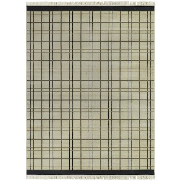 BALTA Raleigh Cream 5 ft. x 7 ft. Plaid Area Rug