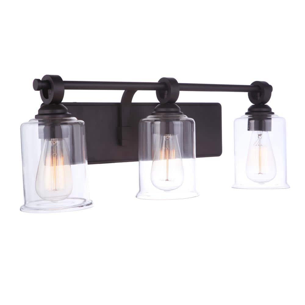 Espresso Nickel 3-Light Cylindrical Outdoor Vanity Fixture