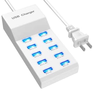 10-Ports USB Charging Station Hub 50-Watt USB Wall Charger Fast Charging Power Adapter for Phone Tablet