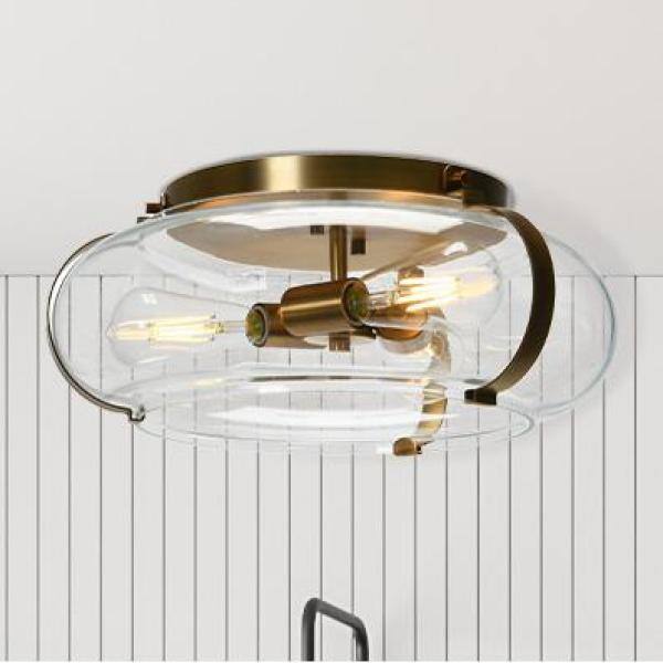 Modern Globe LED Flush Mount Ceiling Light in Brushed Bronze