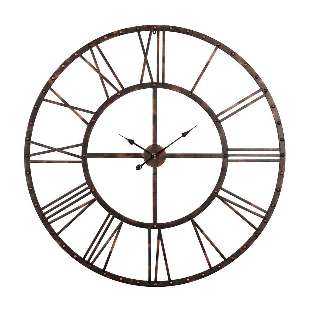 Utopia Alley Rivet Roman 45 in. Distressed Bronze Oversize Wall Clock ...