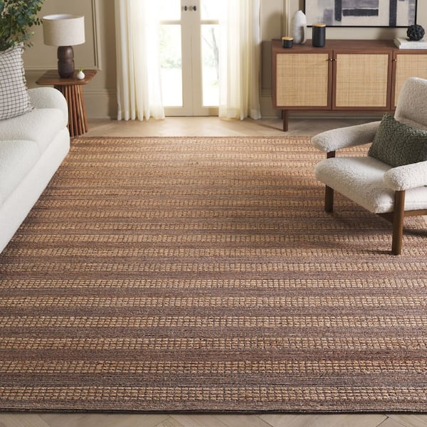 Natural Fiber 7 ft. x 7 ft. Square Natural/Brown Striped Marle Area Rug
