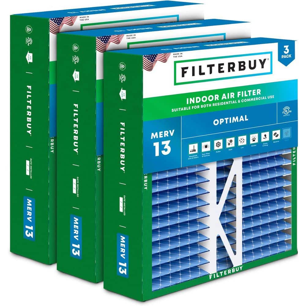 16 in. x 22 in. x 5 in. MERV 13 (FPR 10) Health Defense Pleated HVAC AC Furnace Air Filters for Amana and More (3-Pack)