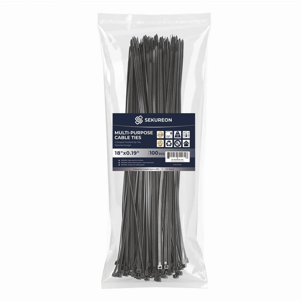 SEKUREON 18 in. Zip Ties Double Sided Toothed 100 lbs. Tensile