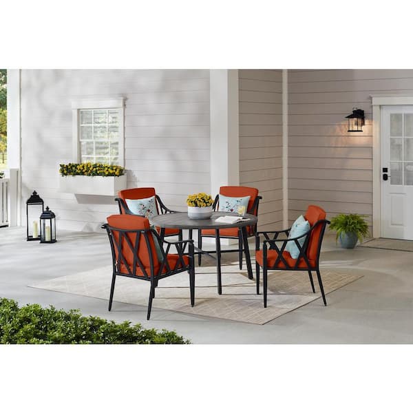 Hampton Bay Harmony Hill 5 Piece Black Steel Outdoor Patio Dining