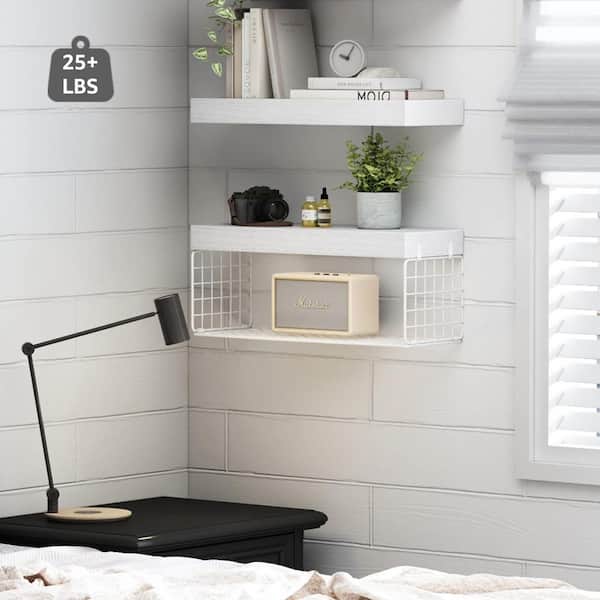 W x D White Wood Bathroom Shelves Over Toilet