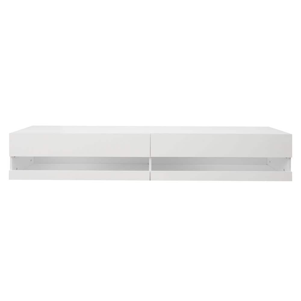 71 in. White Modern Wall Mounted Floating TV Stand 2 Locker Fits TVs up to