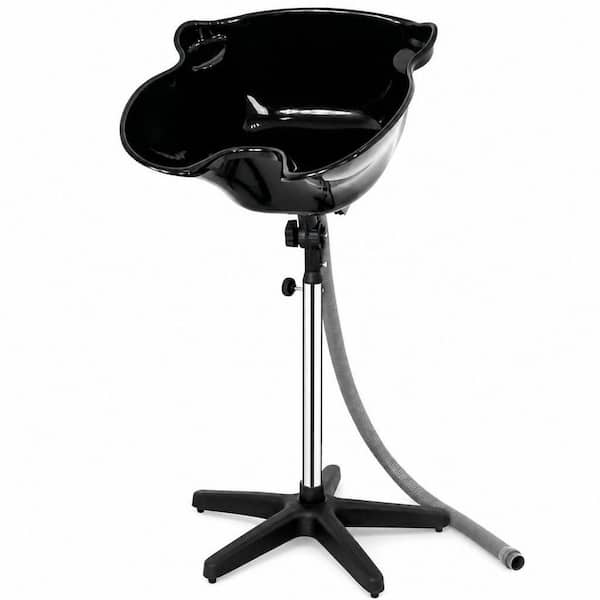 Height Adjustable Portable Black Salon Deep Shampoo Basin with Drain Hose, Hair Treatment Bowl, Hair Washing Station