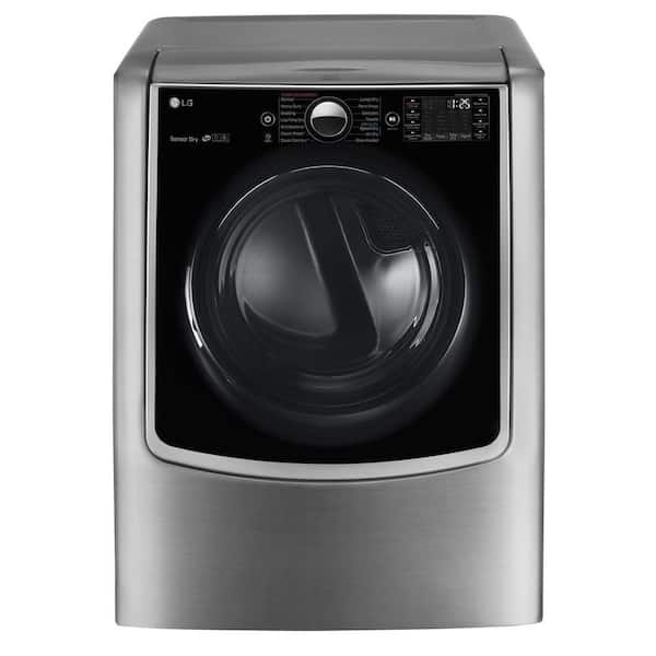 LG 9.0 cu. ft. Large Smart Front Load Electric Dryer w/ TurboSteam, Pedestal Compatible & Wi-Fi Enabled in Graphite Steel