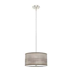 Solhaven 2-Light Brushed Nickel Shaded Pendant Light with Hardback Shade