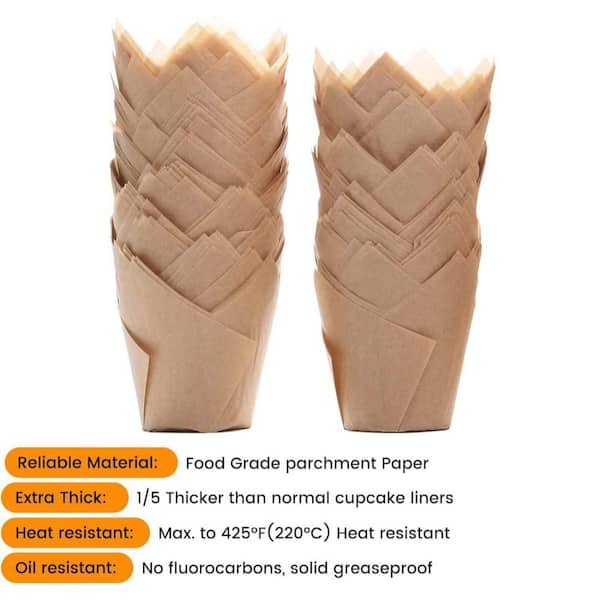 1.97 in. Unbleached Natural Cupcake Parchment Paper Liners for Party Christmas Baking Cups (200-Pack)