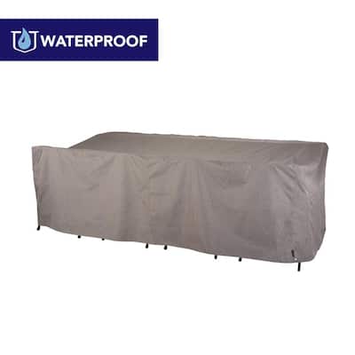 600D Extra Wide Outdoor Furniture Covers 84 Wx 44 Dx 23 H with 4 Air Vents Patio Table Cover Heavy Duty Waterproof Black and Grey Rectangular Outdoor Table Cover for All Weather