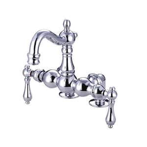 Vintage 2-Handle Deck-Mount Clawfoot Tub Faucets in Polished Chrome