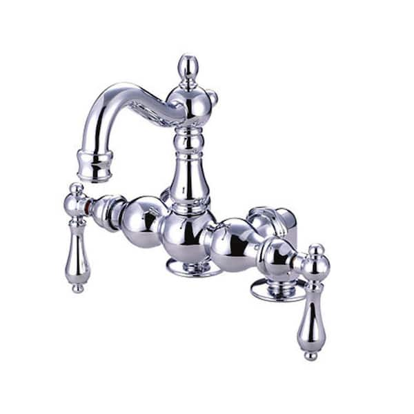 Kingston Brass Vintage 2 Handle Deck Mount Clawfoot Tub Faucets In Polished Chrome Hcc1092t1