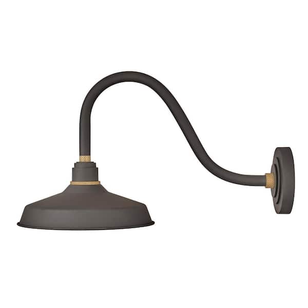 HINKLEY Foundry Medium 1-Light Museum Bronze Gooseneck Outdoor Barn Light Sconce