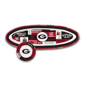 University of Georgia UGA 20 in. Assorted Colors Melamine Oval Chip and Dip Server (Set of 2)