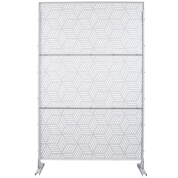 Sudzendf Outdoor and Indoor Freestanding Decorative Privacy Screen Metal Privacy Screen, Fence Panels in White