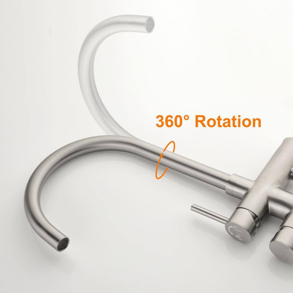 Brushed Nickel Freestanding Tub Filler with Hand Shower