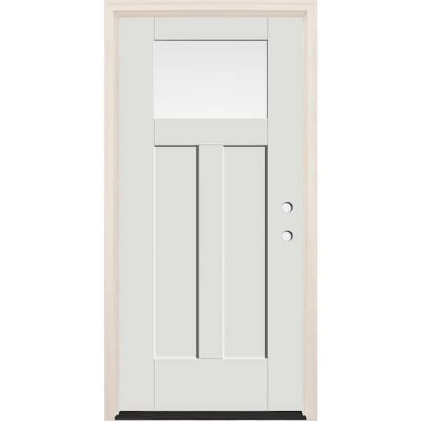 Builders Choice 36 in. x 80 in. Left Hand 1-Lite Alpine Painted Fiberglass Prehung Front Door with 4-9/16 in. Frame and Bronze Hinges