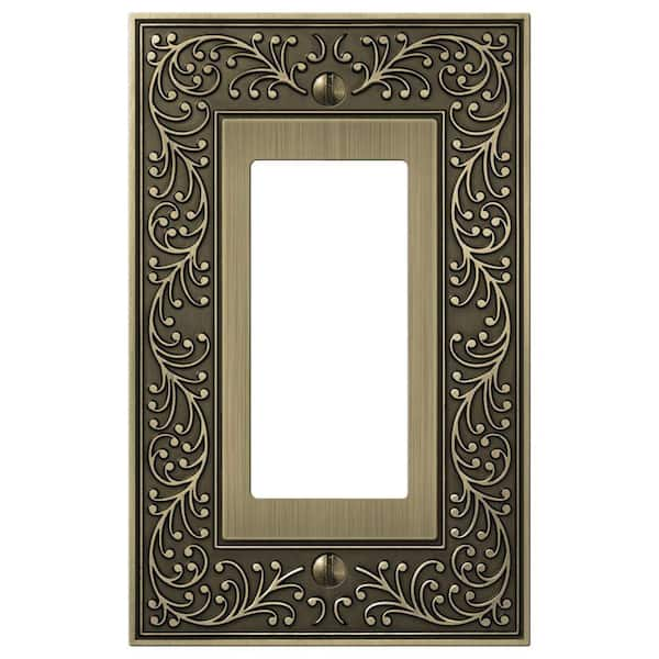 Hampton Bay English Garden 1 Gang Rocker Metal Wall Plate - Brushed Brass