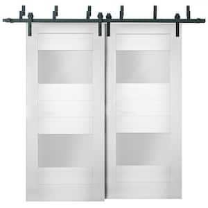 56 in. x 80 in. Single-Panel White Solid MDF Sliding Doors with Bypass Barn Hardware