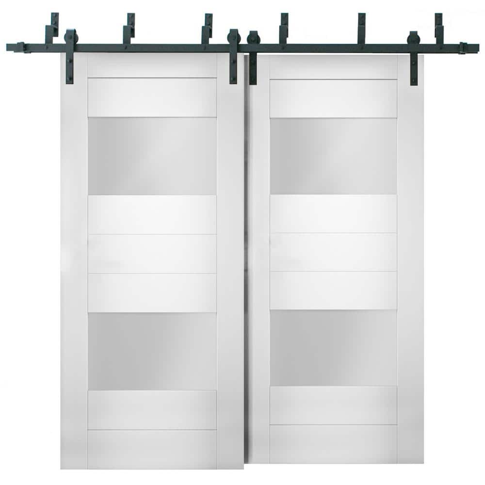 SETE 6222 64 in. x 84 in. Single Panel White Solid MDF Sliding Doors with Bypass Barn Hardware price history on PriceWatchPro